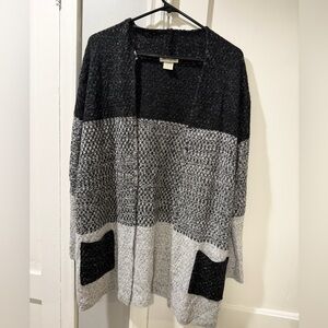 Cotton Emporium Black and Gray Color Block Cardigan